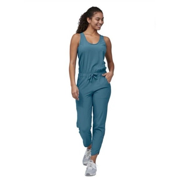 Patagonia Pants - Patagonia Womens Fleetwith Romper Teal Jumpsuit XS Crossover Back Athleisure